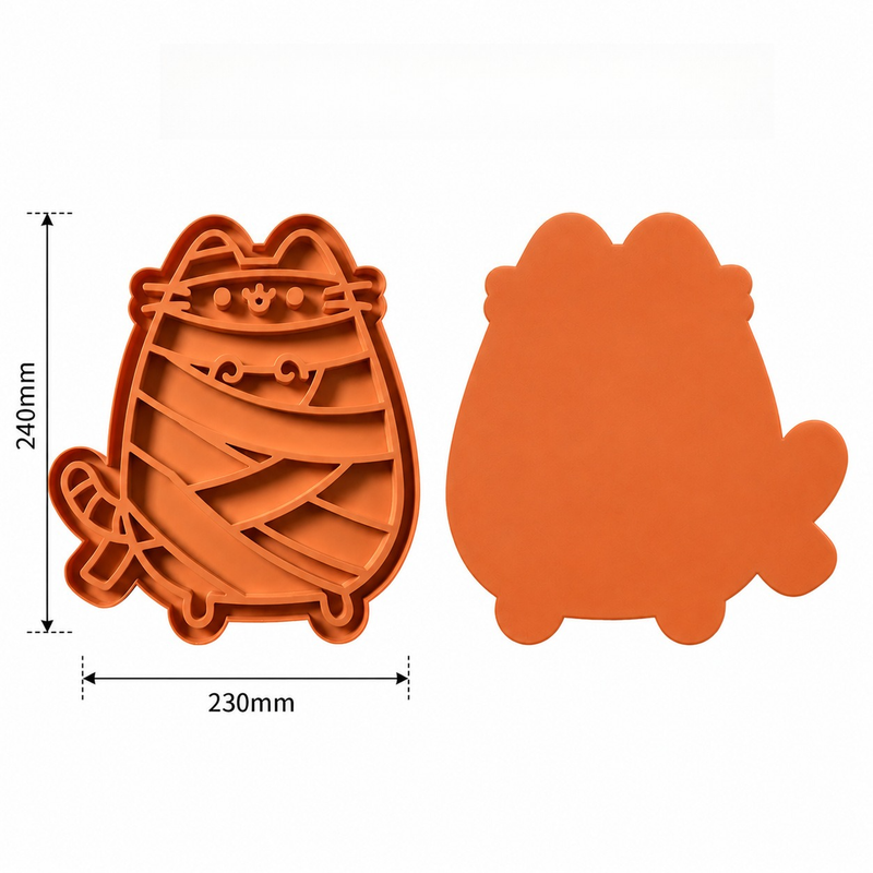 Cat-Shaped Silicone Slow Feeder Lick Mat for Dogs & Cats