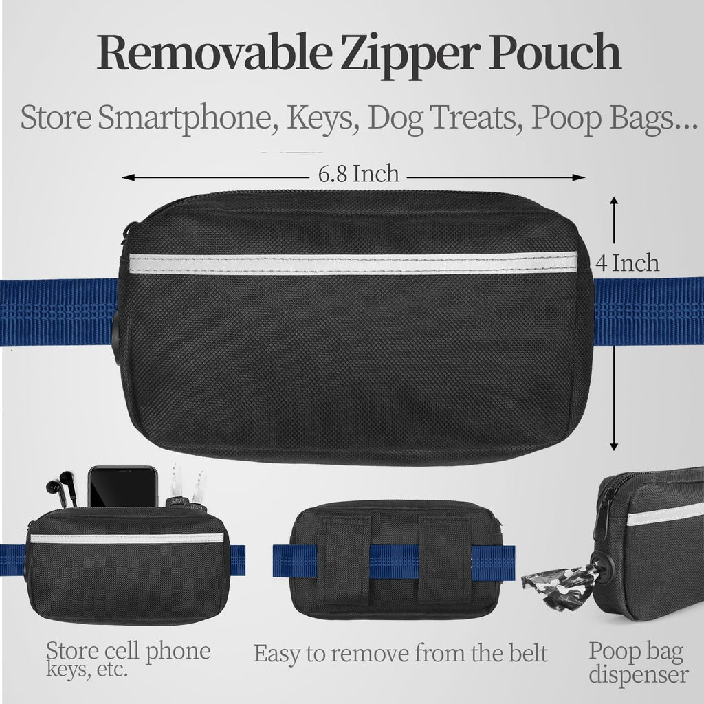 Hands-Free Bungee Dog Leash with Waist Belt & Pouch