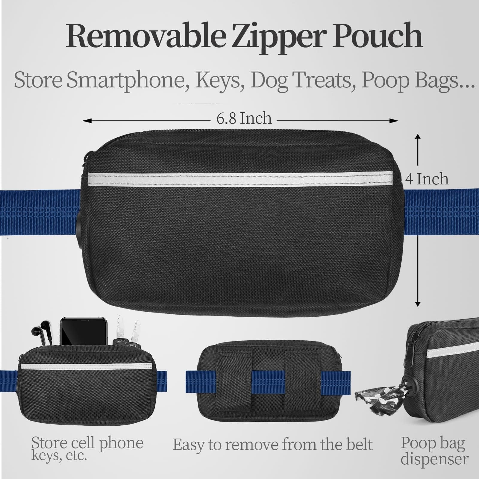 Hands-Free Bungee Dog Leash with Waist Belt & Pouch