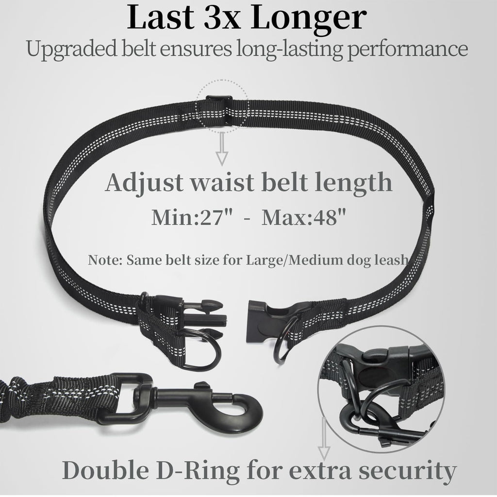 Hands-Free Bungee Dog Leash with Waist Belt & Pouch