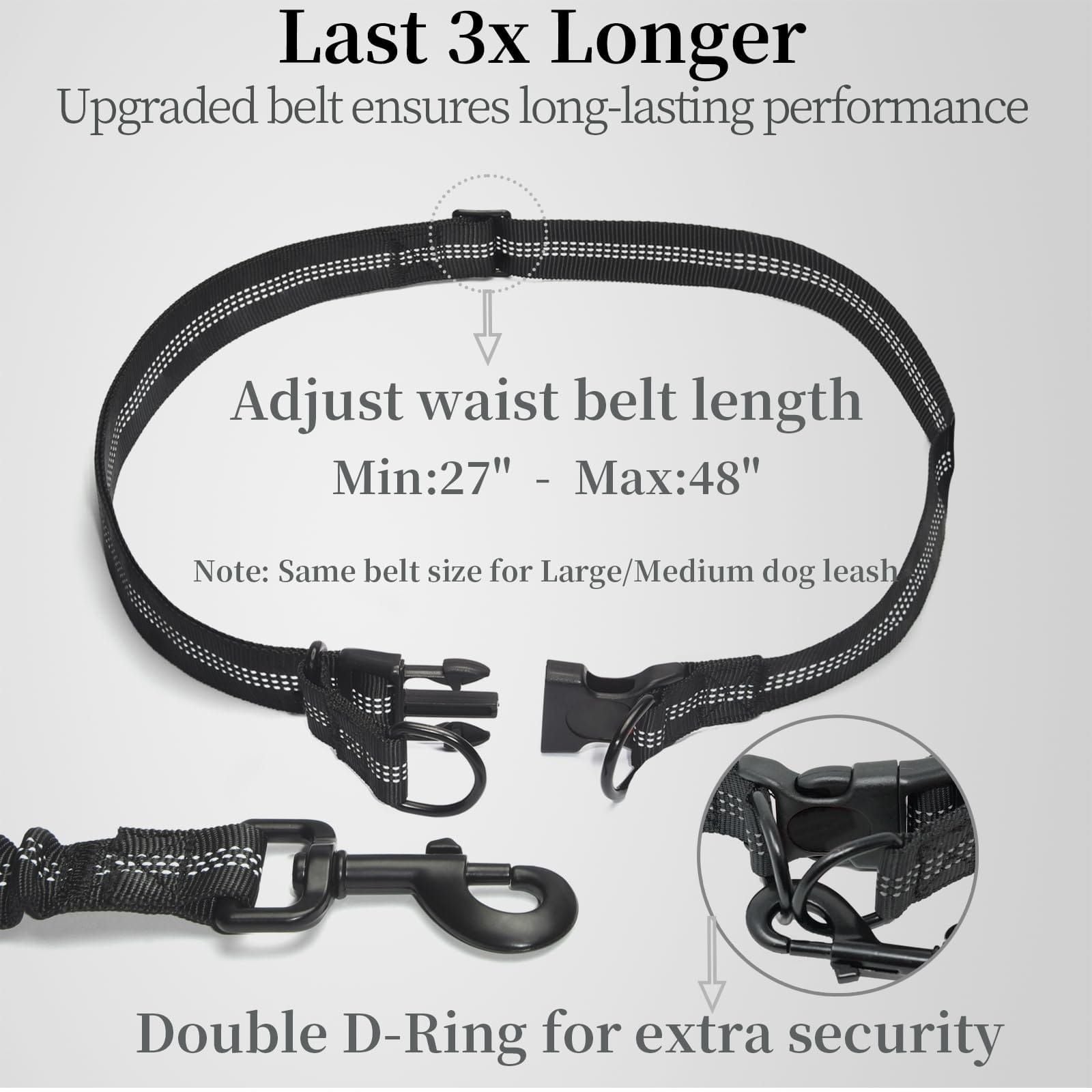 Hands-Free Bungee Dog Leash with Waist Belt & Pouch
