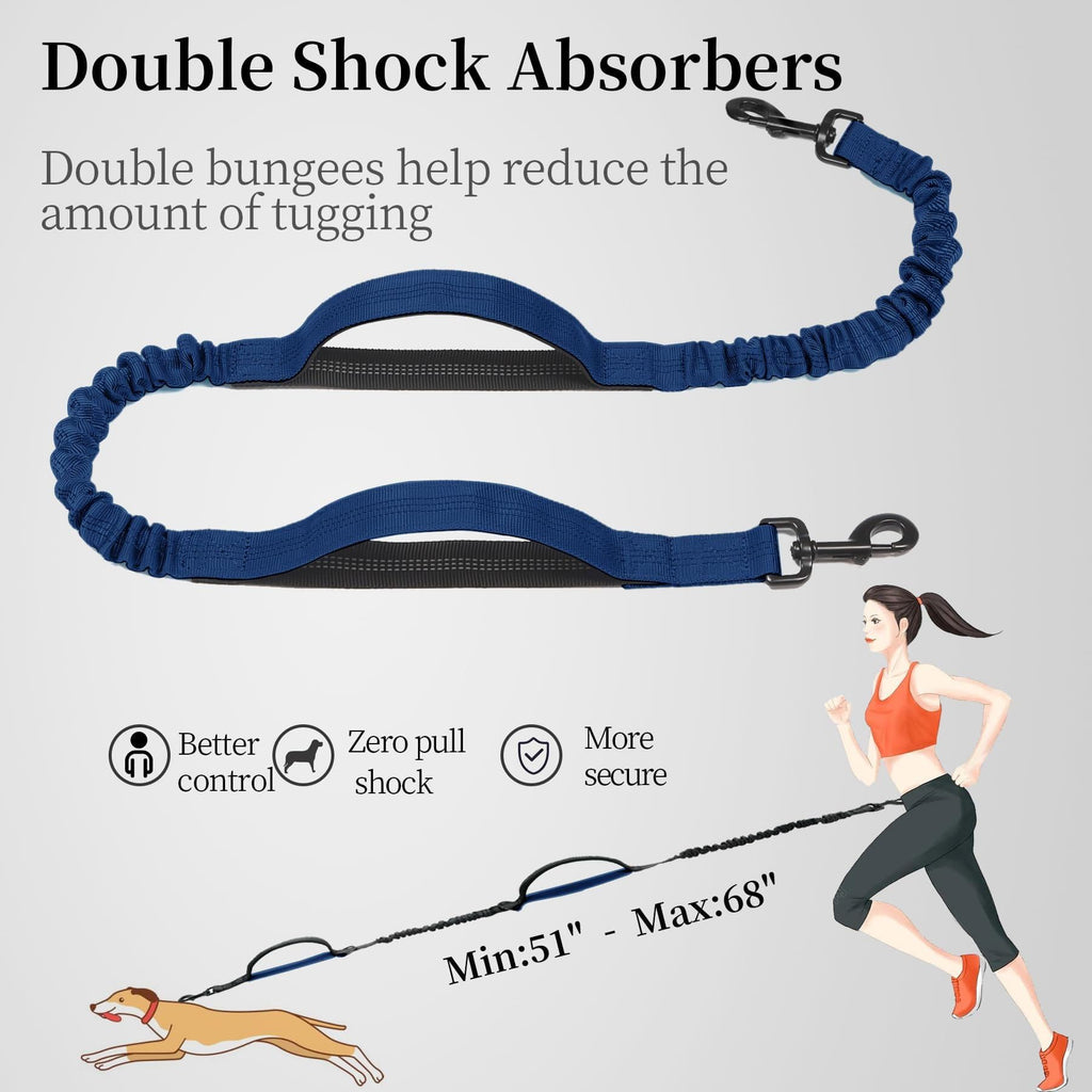 Hands-Free Bungee Dog Leash with Waist Belt & Pouch