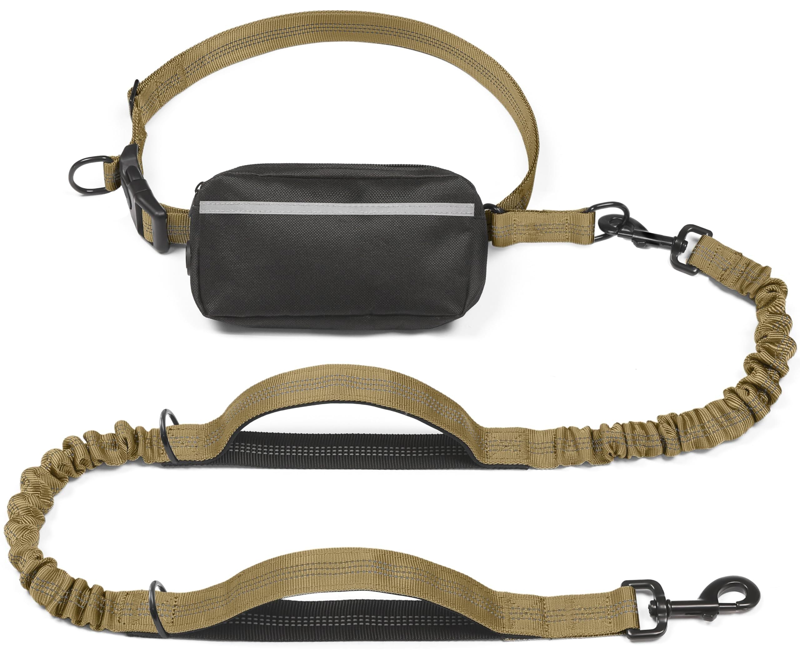 Hands-Free Bungee Dog Leash with Waist Belt & Pouch