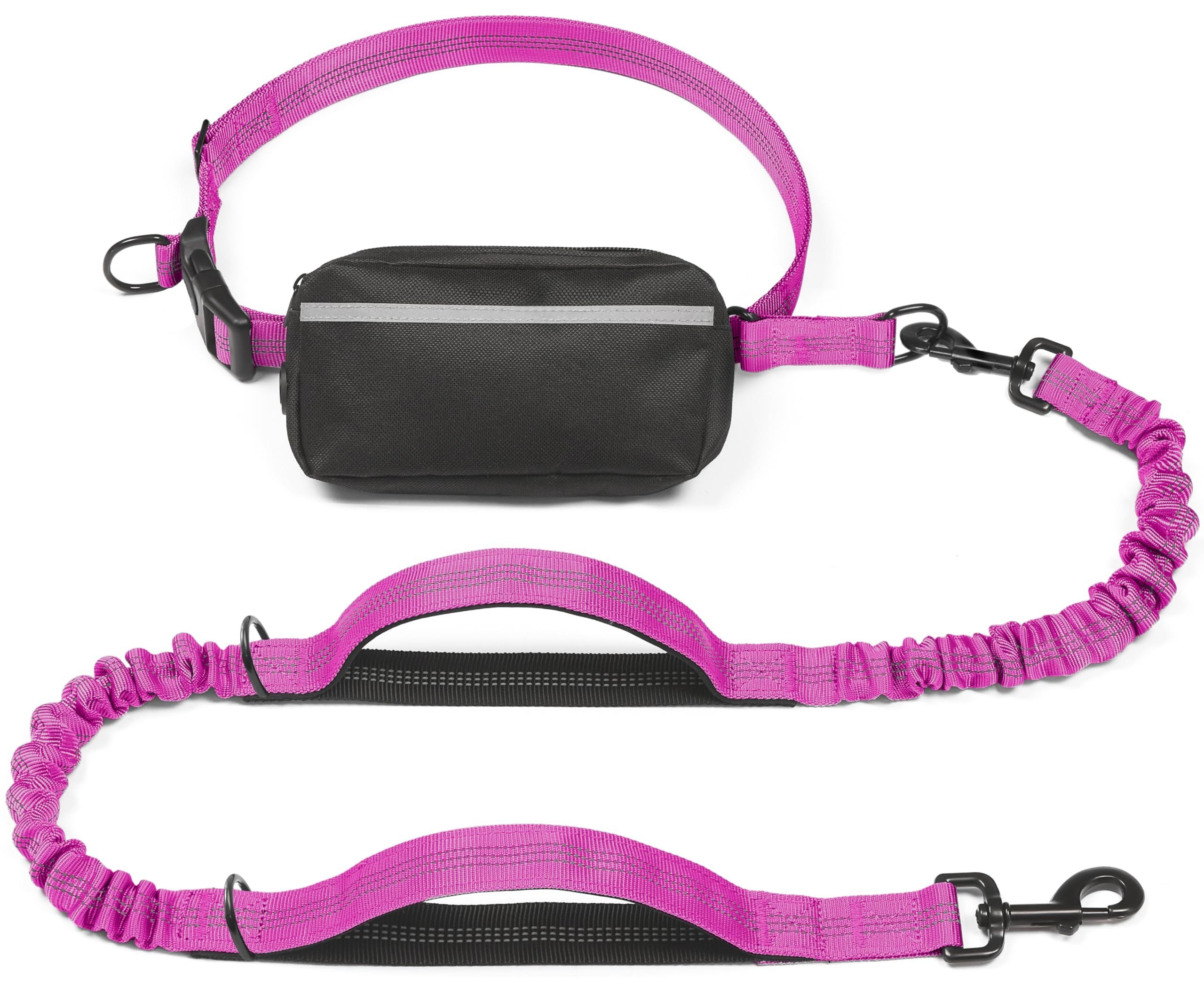 Hands-Free Bungee Dog Leash with Waist Belt & Pouch