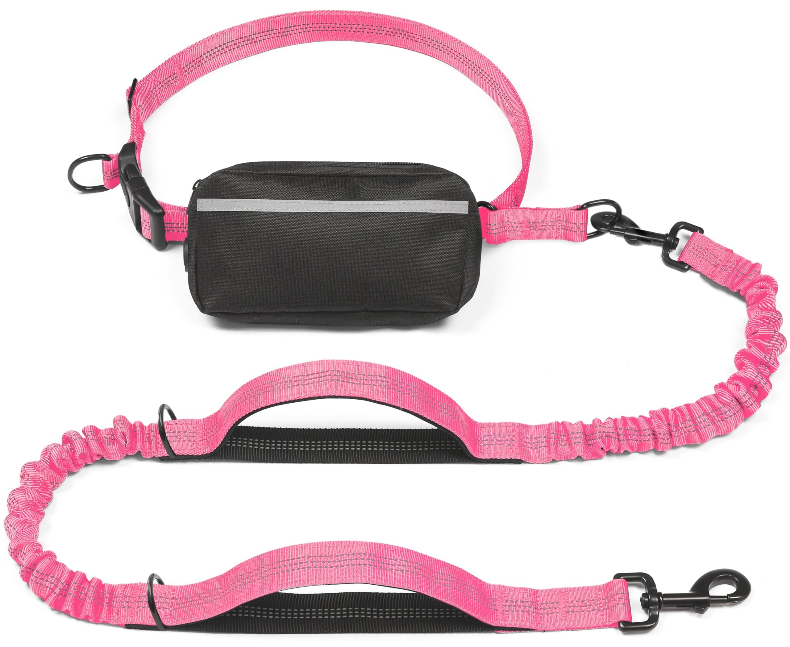Hands-Free Bungee Dog Leash with Waist Belt & Pouch