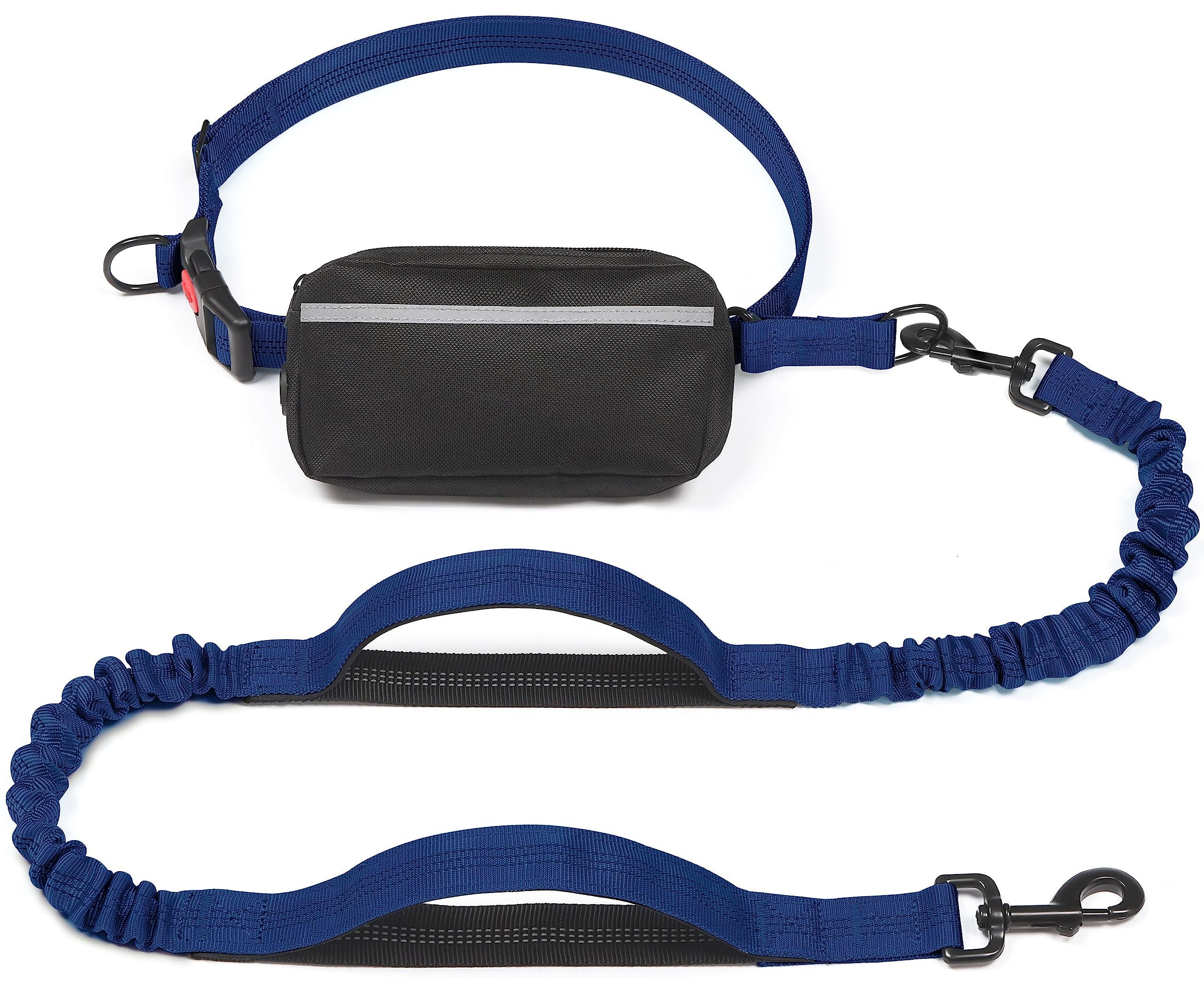 Hands-Free Bungee Dog Leash with Waist Belt & Pouch