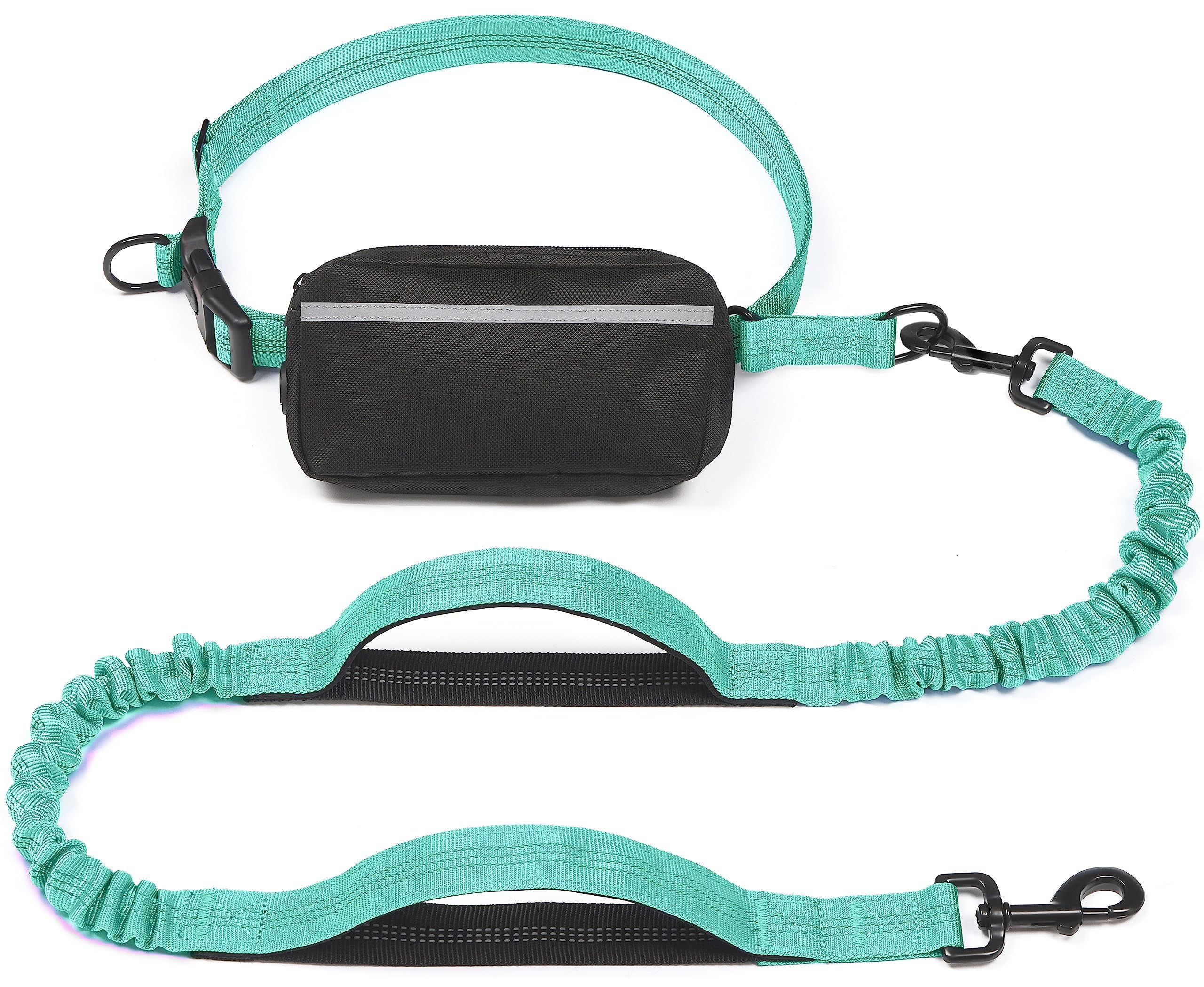 Hands-Free Bungee Dog Leash with Waist Belt & Pouch
