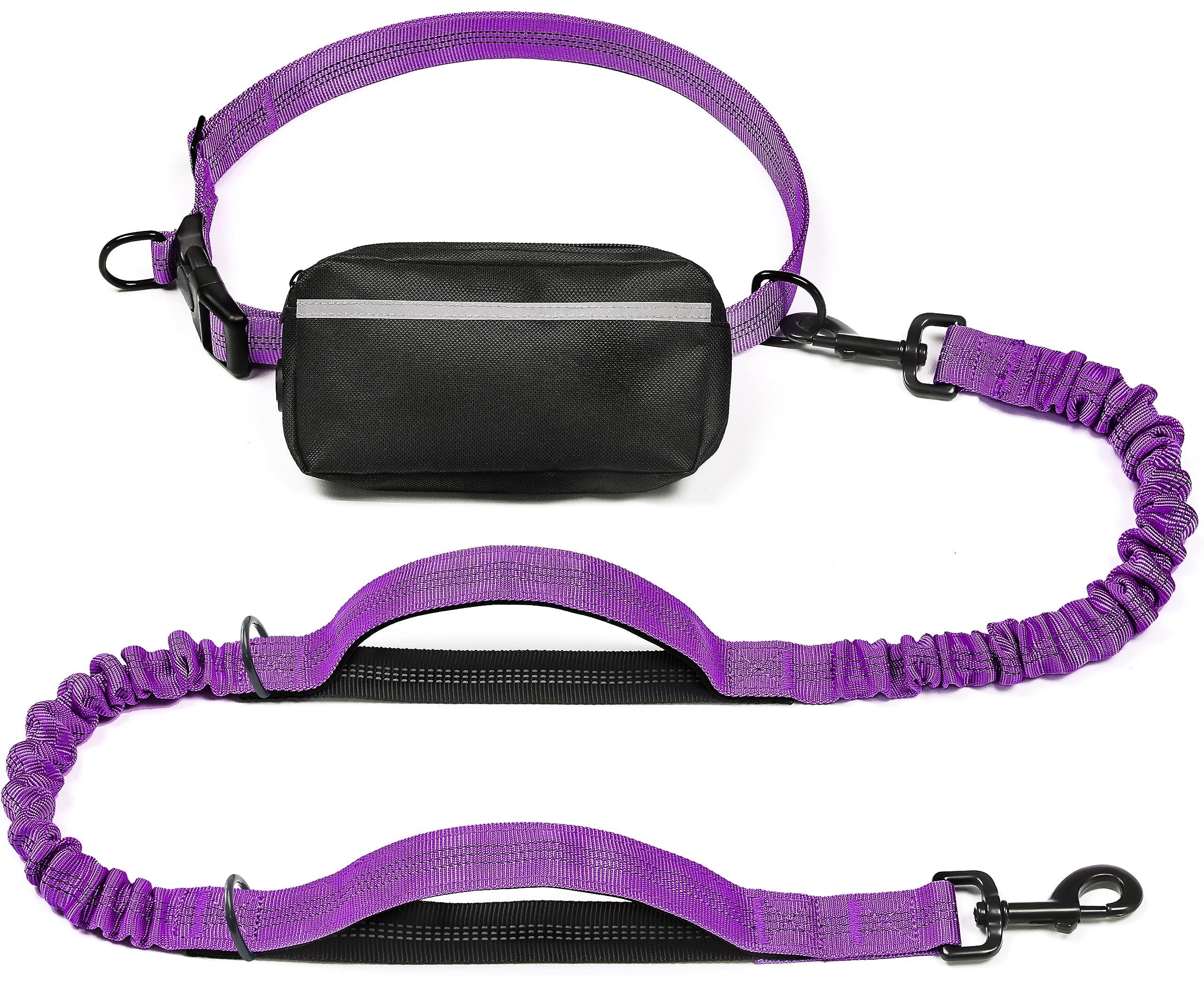 Hands-Free Bungee Dog Leash with Waist Belt & Pouch